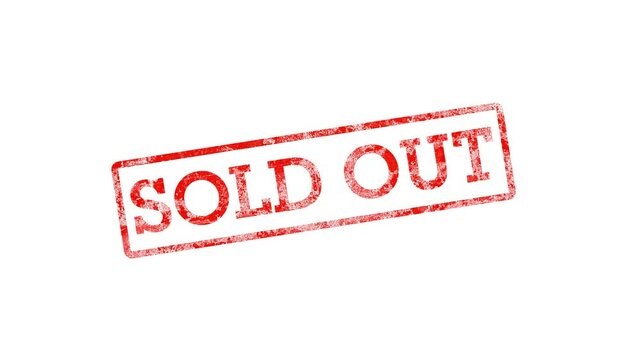 Sold Out red rubber stamp with distressed texture effect isolated on transparent background