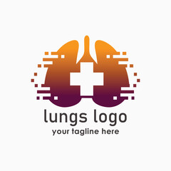 Lung care logo design vector, minimalist logo concept vector, Lungs Health logo template