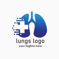 Lung care logo design vector, minimalist logo concept vector, Lungs Health logo template