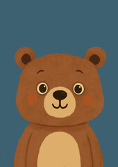 Cute Brown Bear Cartoon Character Illustration