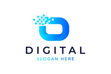 Fototapeta premium Letter o Pixel technology logo design