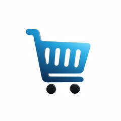 A modern blue shopping cart icon symbolizing online and retail shopping innovations for e-commerce.