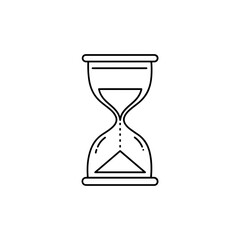 Minimalist line icon of hourglass. Represents time, deadline, countdown, waiting, and limited duration