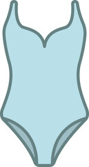 Light Blue One-Piece Swimsuit Flat Illustration