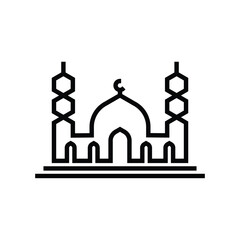 simple outline of a mosque with two minarets logo vector