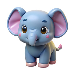 Fototapeta premium cute elephant 3D character mascot, isolated PNG transparent background