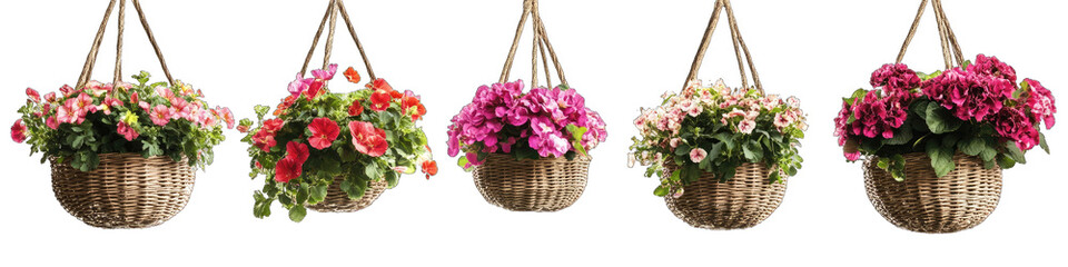 Hanging flower baskets in various colors (1)