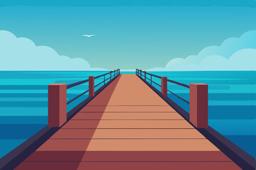 Obraz premium Tranquil Ocean Pier A Serene Wooden Pathway Extending to the Horizon