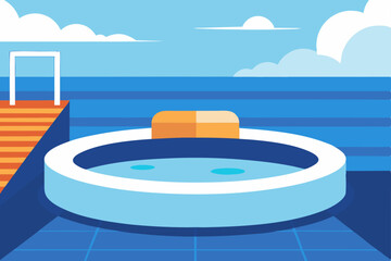 Obraz premium Oceanfront Hot Tub Relaxation Tranquil Escape by the Sea