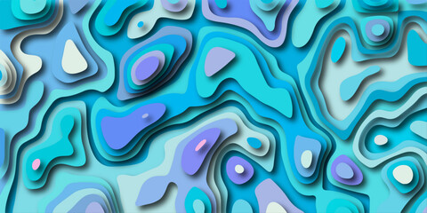 Abstract paper cut style illustration featuring overlapping shades of blue and purple tones with detailed layering and dimensional effects
