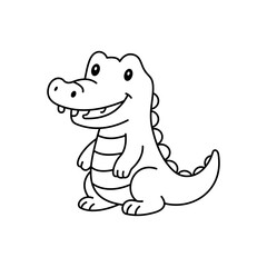 Cute cartoon crocodile coloring book illustration vector design templates simple and modern concept