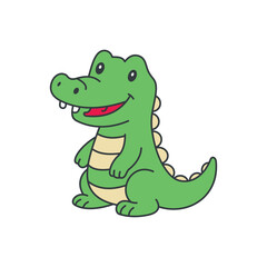 Cute cartoon crocodile coloring book illustration vector design templates simple and modern concept