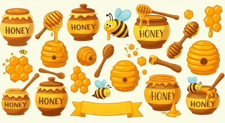 Honey Pot Beehive Illustration