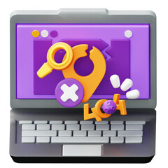 Location not found 3D icon. Used to represent an empty state on websites or apps.