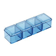 Blue weekly pill organizer box with transparent background