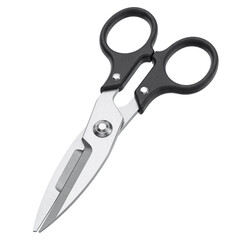 Kitchen scissors with black handle on transparent background