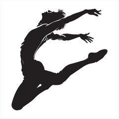 Dynamic Silhouette of a Dancer in Mid-Leap Grace, Movement, and Artistic Expression