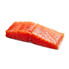 Raw fresh salmon fillet placed cleanly isolated on a transparent background
