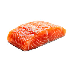 Raw fresh salmon fillet placed cleanly isolated on a transparent background
