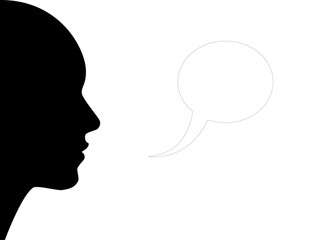 人の横顔のシルエットと吹き出し