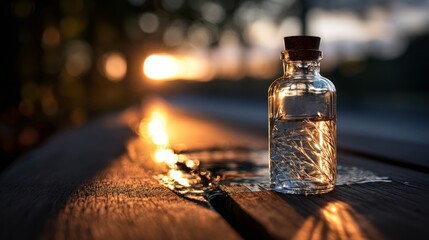 A glass bottle placed in sunlight, symbolizing transparent change.