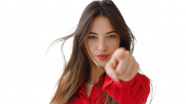 Confident Woman Pointing Directly at Viewer