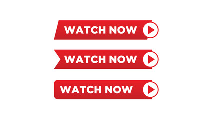 Watch now buttons, Play video button for web and app design
