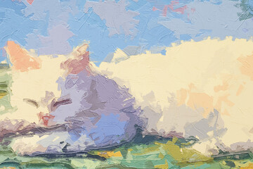 Various oil paintings, flowers, frogs, cats, dogs, lotus leaves, lotus landscapes, swans, tulips, moons, chrysanthemums, fields