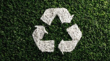 Recycle Symbol on Green Grass Background