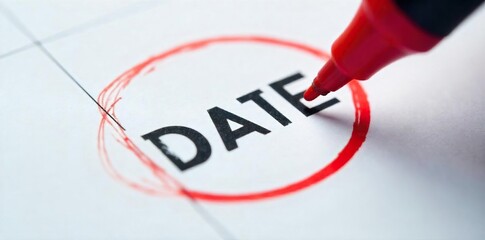 Close-up shot of a calendar page circled with a red marker, highlighting a specific date, symbolizing a crucial mortgage payment deadline or closing date , mortgage, business