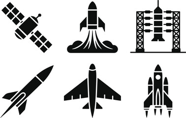 Space and Aerospace Icon Set. Aerospace Icon Vector Collection.
