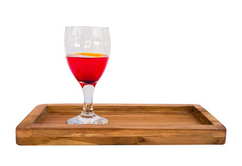 glass of wine on wooden table