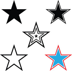 Obraz premium Star silhouette icons. Double star stencil illustration.