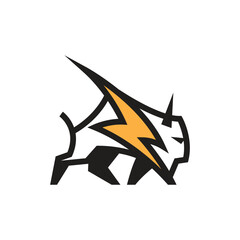 combination of bull and electricity symbol logo vector