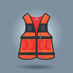 Life Jacket with orange color design vector illustration