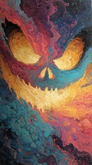 Jack-o'-Lantern in Thunderstorm, Acrylic Spray Storm, Pumpkin Tempest