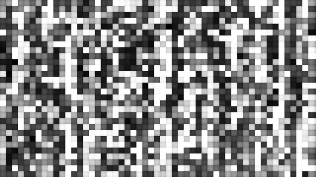 animated abstract technology dark background with random fading dots block and grid