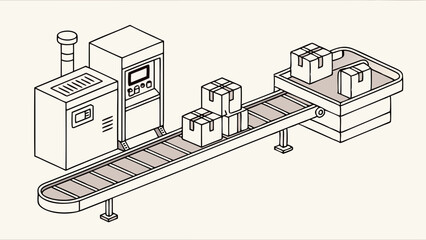 Automated Conveyor System Transporting Cardboard Boxes in Factory