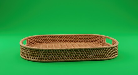 Wicker tray ideal for lifestyle, home decor, and eco-friendly branding in marketing and web design applications.