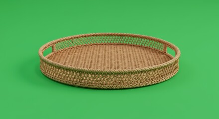Wicker tray ideal for lifestyle, home decor, or eco-friendly product promotion in marketing and web design.