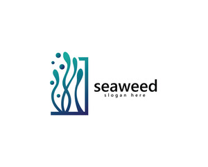 creative seaweed logo, abstract seaweed out of frame, logo design template