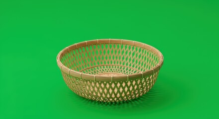Versatile bamboo basket ideal for eco-friendly branding, culinary presentation, or sustainable lifestyle content in marketing and web design.