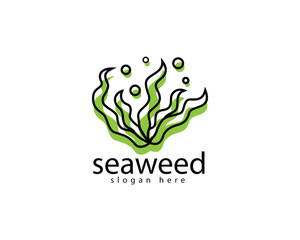 creative seaweed logo, abstract seaweed ,logo design template
