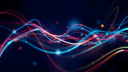 Abstract Colorful Light Waves Dynamic Energy Flow Visual Concept