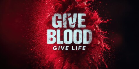 Dramatic Blood Splashes Banner: Give Blood, Give Life - Powerful Call to Action for Blood Donation Campaigns