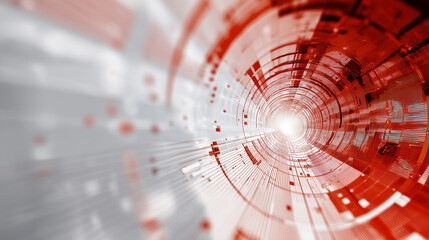 Abstract Red and White Technology Tunnel Design. Background Texture Wallpaper.
