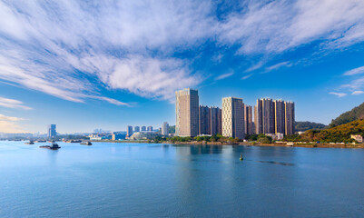 Fototapeta premium Urban environment of Pearl Bay, Nansha Free Trade Zone, Guangzhou, China