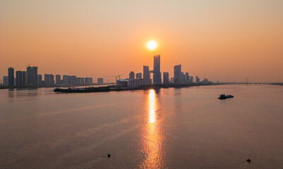 Fototapeta premium Urban environment of Pearl Bay, Nansha Free Trade Zone, Guangzhou, China