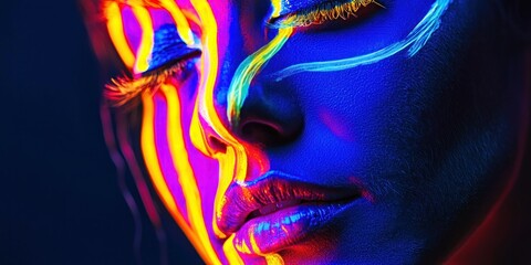 Fototapeta premium Neon-Painted Face Art