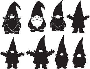 Cute gnome silhouette vector illustration